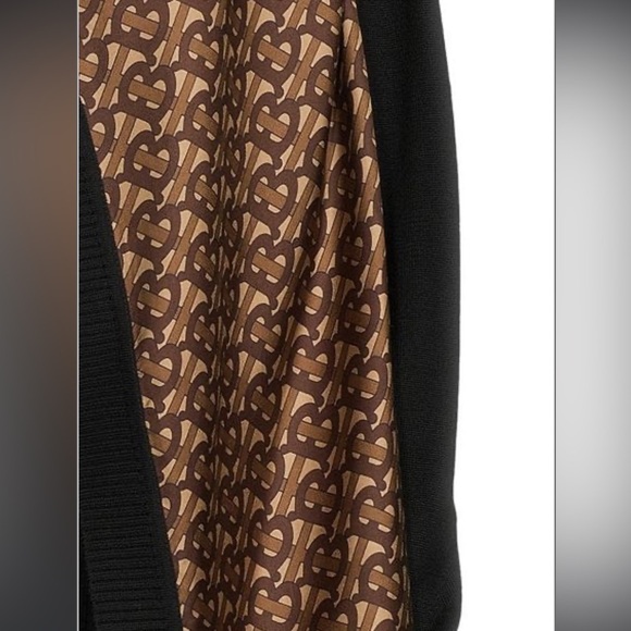 BURBERRY womens V-neck Silk twill-paneled merino wool sweater size M - Picture 7 of 15